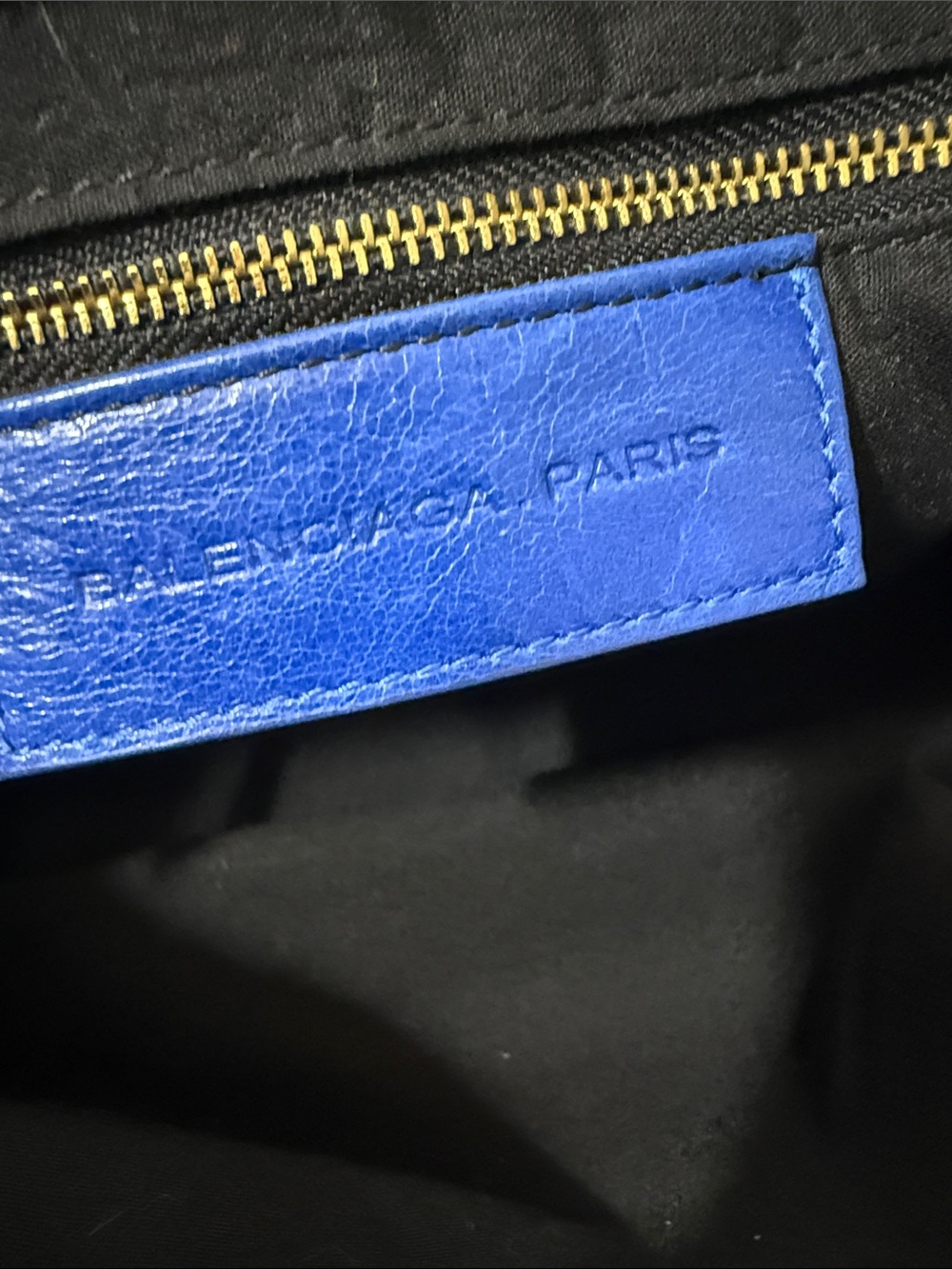 Balenciaga Blue Embossed Lambskin leather motorcycle city bag medium - Picture 11 of 16